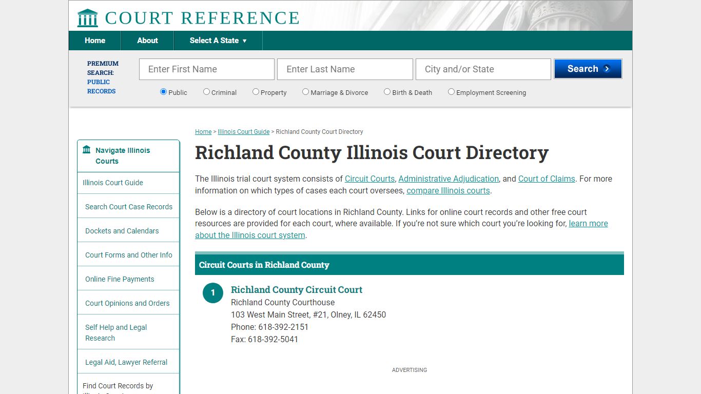 Richland County Illinois Court Directory | CourtReference.com